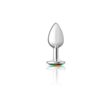 Load image into Gallery viewer, Viben Toys  Cheeky Charms Butt Plug  Body Safe Aluminum Alloy, Lightweight Anal Plug  Silver Round Rainbow Acrylic Gemstone  Small
