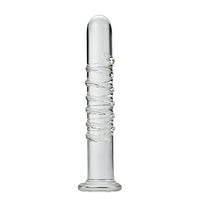 Crystal Anal Plug Masturbation Sex Toy, Transparent Thread Design Butt Plug SM Pleasure Wand Glass Massage Dildo Penis Trainer Toys with Unique Bottom Safety Design for Couples Women and Men (M)