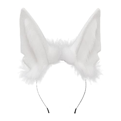 Plush Faux Women Animal Wolf Fox Ears Headdress Hairband Furry Lolita Headband Halloween Christmas Cosplay Accessories (P)