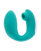 Load image into Gallery viewer, Share Satisfaction Sutra - Dual Stimulation Vibrator with Suction, 5 Suction Modes, 10 Vibration Patterns, Moveable Arm to fit Your Body, Travel Lock Case, Waterproof, USB Rechargeable - Teal
