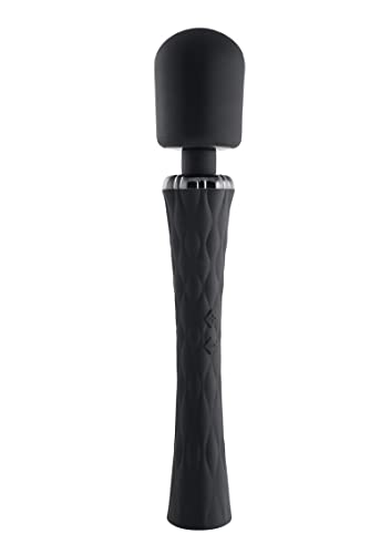 PLAYBOY Pleasure Royal Waterproof Rechargeable Silicone Vibrating Massage Wand - Black - Freedom to Play!