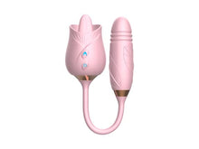 Load image into Gallery viewer, Rose Toy Vibrator for Woman Pleasure- 3 in 1 Clitoral Stimulator Tongue Licking Thrusting Vibrator with 10 Modes, Rose Adult Sex Toys Games, Rose Sex Stimulator for Women Pink
