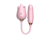 Rose Toy Vibrator for Woman, Rose Toy with 10 Thrusting & Vibration Modes, Rose Sex Stimulator for Women with Thrusting Dildo, Sex Toys with Clitoral Tongue, Sexual Tools for Women(Pink)