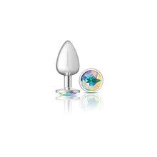 Load image into Gallery viewer, Viben Toys  Cheeky Charms Butt Plug  Body Safe Aluminum Alloy, Lightweight Anal Plug  Silver Round Clear Iridescent Acrylic Gemstone - Large
