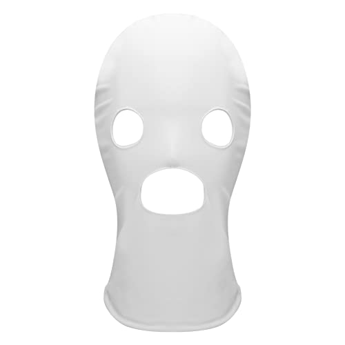 Hedmy Unisex Sexy Head Mask Shiny Hood Headgear Role Playing Game Erotic Open Mouth Hood Mask White C One Size