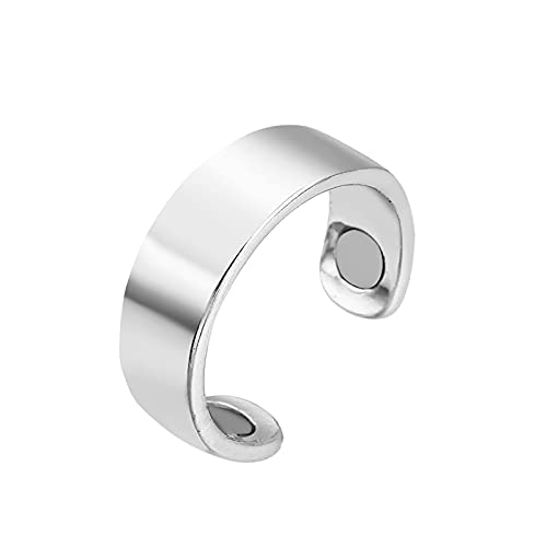 Ring MenLasting Adjustabl Opening Magnet Copper Stainless Elegant Ring Steel Therapeutic Rings Ring (Silver, One Size)