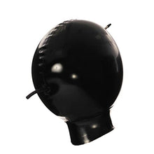 Load image into Gallery viewer, Latex Hood Inflatable Mask with Mouth Tube Full Face Inflation Breathing Zipped Latex Mask (L, Black)
