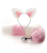 Load image into Gallery viewer, LSCZSLYH Fox Tail Anal Plug Cat Rabbit Ears Headbands Set Feather Anals Plug Anus Stimulate Adult Erotic Accessories (Color : Pink White Set)
