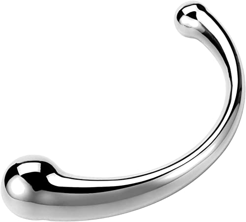 G-spot Massage Dildo,XINBALE Stainless Steel Curved Dual Ended Dildo, G-spot P-spot Stimulator for Anal Play Prostate Massage Masturbation Sex Toy for Couple