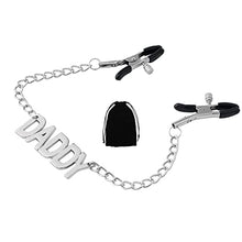 Load image into Gallery viewer, MONEYN Adjustable Nipple Clamps with Letter Chain, Massage Breasts Clips Nipple Clips, Nipple Clamps Non Piercing for Ladies Own Use and Flirting with Couples (Daddy)
