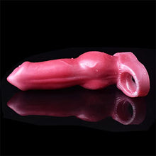 Load image into Gallery viewer, Silicone Penis Sleeve Enlarger Male Penis Extension Sleeve with Cock Ring, Realistic Dog Knot Penis Sheath Cock Extender Sleeve Adult Sex Toys (Red)
