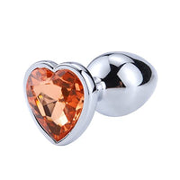 Anal Plug Heart 3 Sizes Stainless Steel Crystal Anal Plug Removable Butt Plug Anal Toys Dildo ( Color : Orange , Size : S-2.8CM )