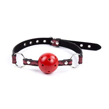 Load image into Gallery viewer, Adjustable red and Black Shiny Leather Hollow Toy Ball with Perforated Mouth (red)
