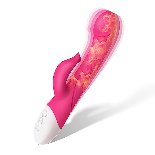 Rabbit Vibrator with Heating Function Rose Sex Toys for Clitoris G-spot Stimulation,Dual Motor Stimulator for Women or Couple Fun Waterproof Dildo Vibrator with 16 Powerful Vibrations