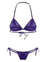 TiaoBug Men's Sissy Crossdress Halter Backless Bra Top with Panty Set Crossdresser Nightwear Purple One Size