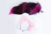 Load image into Gallery viewer, Foxtail Butt Plug - Purple and Black Cat Tail Plug - Roleplay Toy (Medium, Black)
