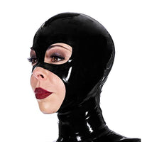 Latex Hood Women Full Cover Rubber Mask Big Eyes and Chin Zipper Latex Mask (S, 0.6mm-zipper)