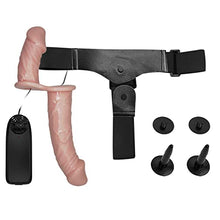 Load image into Gallery viewer, FRRDEI Vibrating Double Sided Dildo Strap on Wearable Harness Realistic Vibrator Penetrator Toy Two Ended Dildo, Headed Dong Penetation G Spot and Anal Plug for Women Lesbian - Flesh
