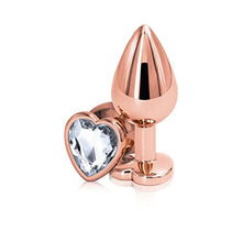 Load image into Gallery viewer, Rear Assets Anal Butt Plug - Rose Gold - Medium - Heart-Shaped (Clear Jewel)
