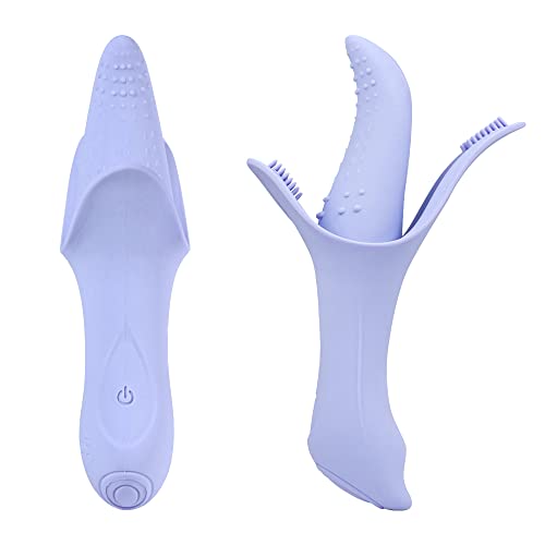 LANWAN Magic Rechargeable Silicone Tongue Vibrator for G-spot Stimulation Thrusting Vibrator with 10 Vibration Modes for Women Clitoral Nipple Massage (Blue)