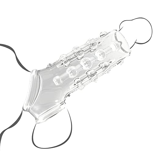 Silicone Penis Enlargement Sleeve Cock Ring Penis Lock Sperm Sex Products Delay Ejaculation Sex Toys for Men Adult (Transparent)