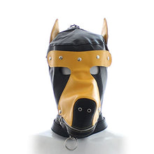 Load image into Gallery viewer, PU Leather Bondage Dog Blindfold Full Head Harness Fetish Blindfold Zipper Head Hood Sex Toys for Couples (Yellow)
