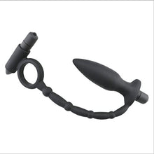 Load image into Gallery viewer, ERUN Anal Vibrator with Thick Penis Ring Cock Ring Anal 10 Vibrator Strong Vibration Medical Silicone Double Prostate Massager with Cock Ring Adult Male Sex Toys for Men
