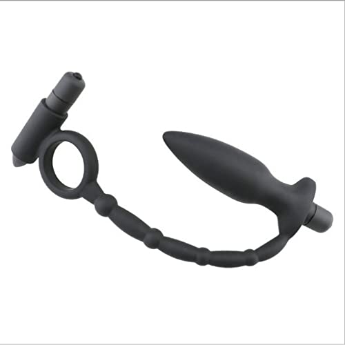 ERUN Anal Vibrator with Thick Penis Ring Cock Ring Anal 10 Vibrator Strong Vibration Medical Silicone Double Prostate Massager with Cock Ring Adult Male Sex Toys for Men