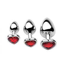 Load image into Gallery viewer, Sam&#39;s Secret Euphoria Frisky Chrome Hearts 3 Piece Anal Plugs with Gem Accents
