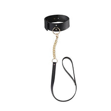 Load image into Gallery viewer, Bijoux Indiscrets Maze Choker with Leash - Vegan Leather Bondaged Collars for Women with Chain Leash - Black Choker Necklace for Women - Sex Collars and Chokers with Leash - BDSM Collar Leash Set
