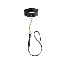 Bijoux Indiscrets Maze Choker with Leash - Vegan Leather Bondaged Collars for Women with Chain Leash - Black Choker Necklace for Women - Sex Collars and Chokers with Leash - BDSM Collar Leash Set