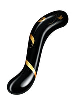 Load image into Gallery viewer, Secret Kisses Handblown Glass Double Ended Dildo Black Gold (7&quot;)
