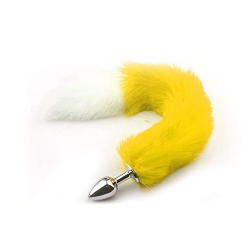 LSCZSLYH Accessories for Woman Cosplay Fox Mask Tail Anal Plug Metal Anus Butt Plug Mask Half Cat Mask Party Sexy Adult Mask Game Masks BDSM (Color : Stainless Yellow2)