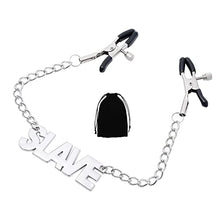 Load image into Gallery viewer, MONEYN Adjustable Nipple Clamps with Letter Chain, Massage Breasts Clips Nipple Clips, Nipple Clamps Non Piercing for Ladies Own Use and Flirting with Couples (Slave)
