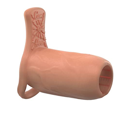 The Happy Wife Penis Sleeve | Cock Sheath with Clit Stimulator | Male Girth Enhancement |Open Head | Sexual Pleasure Enhancer for Men, Women & Couples | Large (Nude, 5