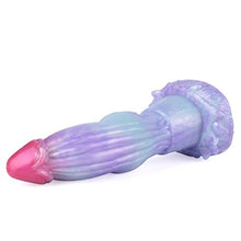 Load image into Gallery viewer, Silicone Dragon Dildo Light Red Purple Blue Mixed Color with Suction Cup Anal Plug Dildo Available in S/M/L 3 Sizes Suitable for Beginners and Advanced Womens (M)
