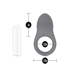 Load image into Gallery viewer, Blush Noje C1 - Rechargeable 10 Function Vibrating Puria Silicone Ultrasilk Smooth Cock Ring - Soft, Comfortable, Stretchy - Harder Erections - Pleasure Enhancing Sex Toy for Couples, Men - Slate
