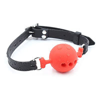 Soft Silicone Gag Ball BDSM Oral Bondage Gear Fetish Open Mouth Breathable Sex Toys for Couples Cosplay Slave Exotic Accessories (Red)