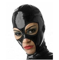 Gitdot Sexy Latex Head Cover Black Latex HeadMask All Inclusive Latex Hood, Zipper Open for Party Club Wear Role Play Medium