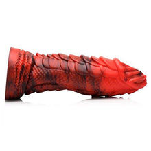 Load image into Gallery viewer, CREATURE COCKS Fire Dragon Red Scaly Silicone Dildo Adult Sex Toy. Strap-On Harness Compatible and Hands-Free Suction Cup Dildo for Women and Men with Up to 7 Inches of Insertable Length. (AH043)
