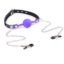 Load image into Gallery viewer, MONEYN Adjustable Nipple Clamps with Choker, Non Piercing Nipple Clamps with Chain, Nipple Clips Clamps Body Harness Nipple Toys for Couple Flirting (Dark Purple)
