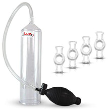 Load image into Gallery viewer, 2.25&quot; x 9&quot; Good EasyOp Black Bgrip Penis Pump Ball Grip with Clear Graduated Cylinder/Clear Collapse-Resistant Hose + 4X .5&quot; Constriction Rings
