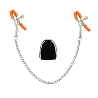 Nipple Clamps with Metal Chain, Adjustable Breast Clamps for Women Men, Non Piercing Nipple Clips for Women Men Pleasure (Orange)