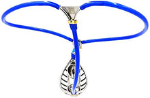 Load image into Gallery viewer, MMWMJWMB Male Stainless Steel with Cage Invisible Chastity Belt Device Underwear Fetish Panties Adjustable Chastity Device with Anal Plug Bondage Fetish Adults Sex Toy-waist/100cm~110cm,Blue
