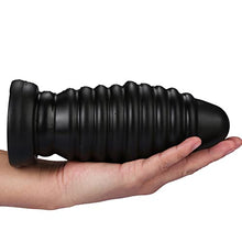 Load image into Gallery viewer, Aptitan Large Ribbed Anal Plug Big Butt Plug Anus Stimulator Anal Training Toy for Advanced Men Women (Black)
