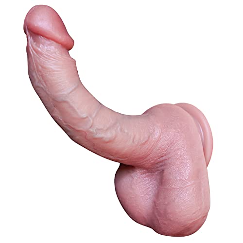 Handmade Dual Silicone Dildo Realistic Dildos with Hyper-Realistic Veins Anal Penis Huge Suction Cup Dildo Plugs Large Strap On Thick Dildo Adult Sex Toy for Women Flesh