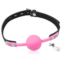 Romi Silicone Mouth Ball Gag with Lockable Adjustable Strap Open Mouth Restraints Fantasy Sex Toys for Lover Couple (Pink)