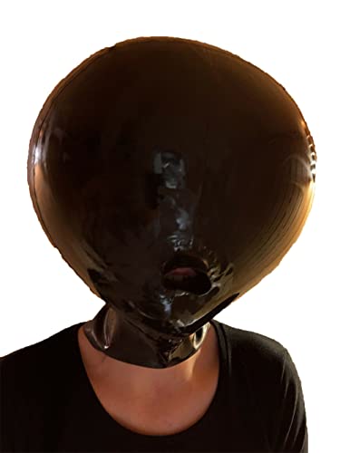 Latex Rubber Inflatable Unisex Double Layer Ball Mask Hood With Mouth Tube Halloween (L)