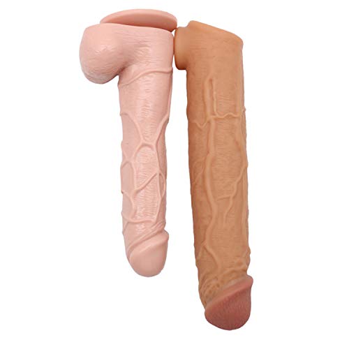 Amalgo Really 11.8 inch Skin Ample Penis Enhancer Sheath Extender New Year 2020 Type Enlargement Extra Large Male Stretchy Moving Extension Sleeve Cage Home Gift