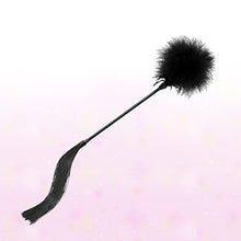 Load image into Gallery viewer, ABOOFAN Tickler Beat Black Leather Paddle Lovers Tickler Flogger Toy Party Whip Night Removable Flirting for Couples Cosplay Feather Tease Date Toys Paddles Spanking Fetish Silicone Pets Stick
